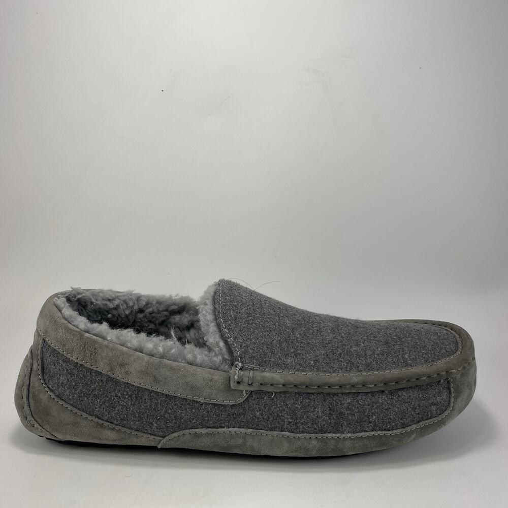 UGG Ascot Shearling Lined Slipper Moccasin Mens Size 13 Gray Wool Comfort Warm